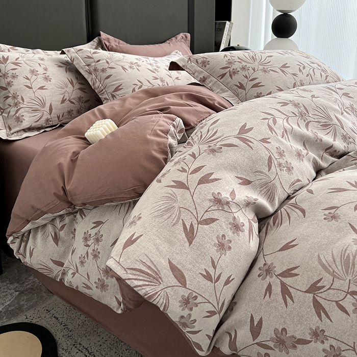 91家纺网 家纺一手货源 找家纺 爱丽丝 2026新款全棉色织提花四件套 暮光蒲英-豆沙