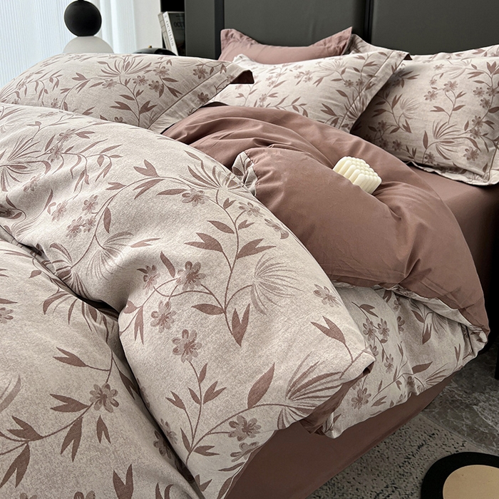 91家纺网 家纺一手货源 找家纺 爱丽丝 2026新款全棉色织提花四件套 暮光蒲英-豆沙