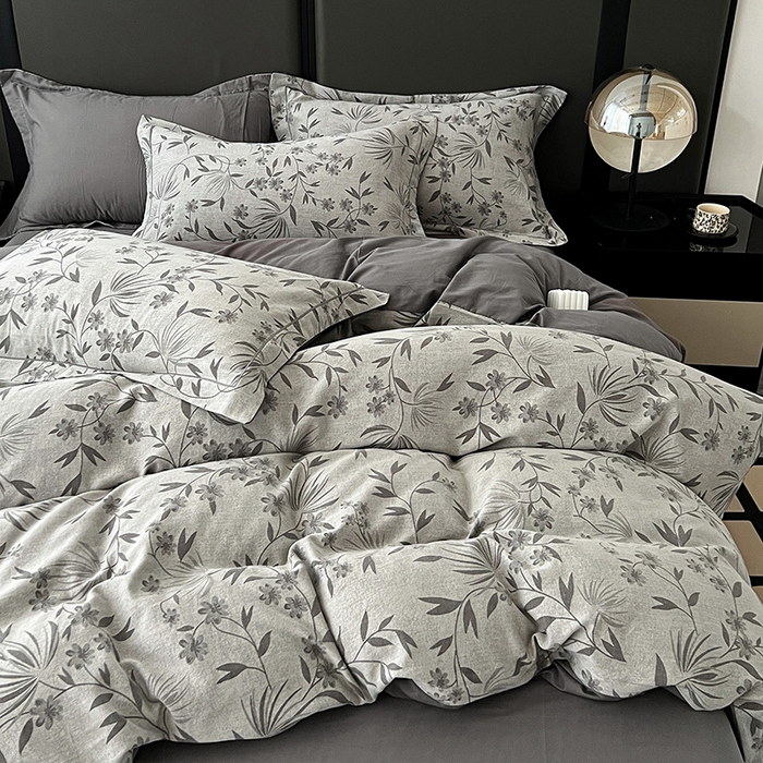 91家纺网 家纺一手货源 找家纺 爱丽丝 2026新款全棉色织提花四件套 暮光蒲英-灰