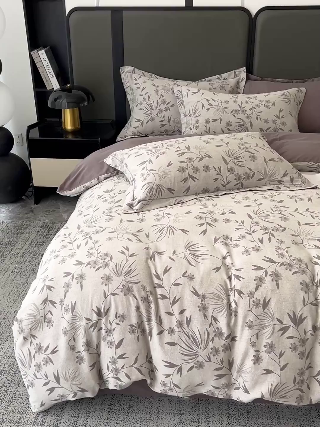 91家纺网 家纺一手货源 找家纺 爱丽丝 2026新款全棉色织提花四件套 暮光蒲英-灰