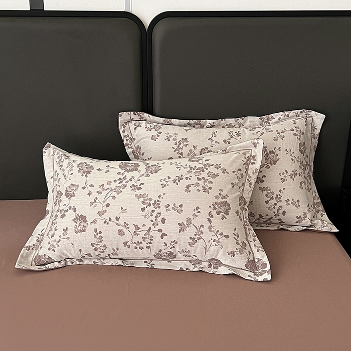 91家纺网 家纺一手货源 找家纺 爱丽丝 2026新款全棉色织提花四件套 屋顶花园-豆沙