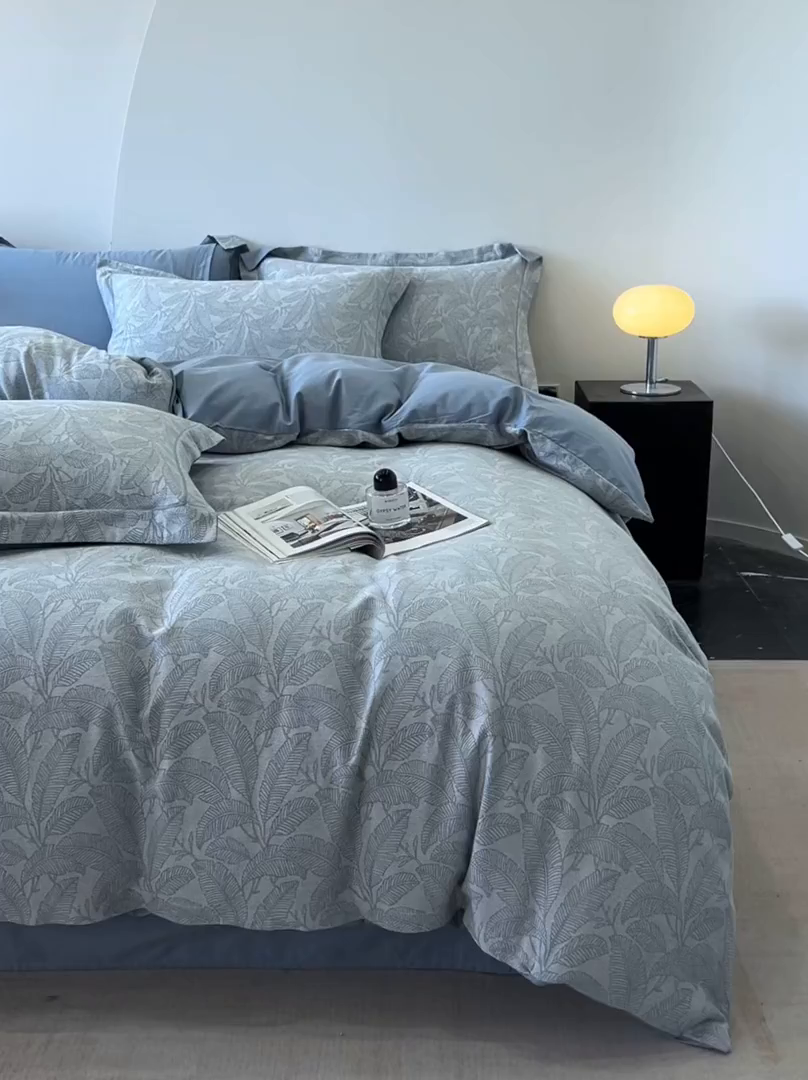 91家纺网 家纺一手货源 找家纺 爱丽丝 2026新款全棉色织提花四件套 琼枝玉叶-雅兰