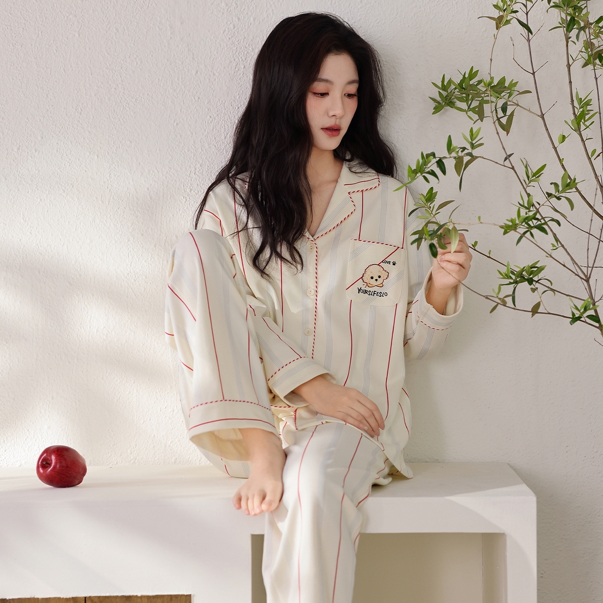 91家纺网 家纺一手货源 找家纺 洛兰沙家居馆 2026新款长袖睡衣女款纯棉春季印花开衫翻领家居服可外穿套装第一批 45144