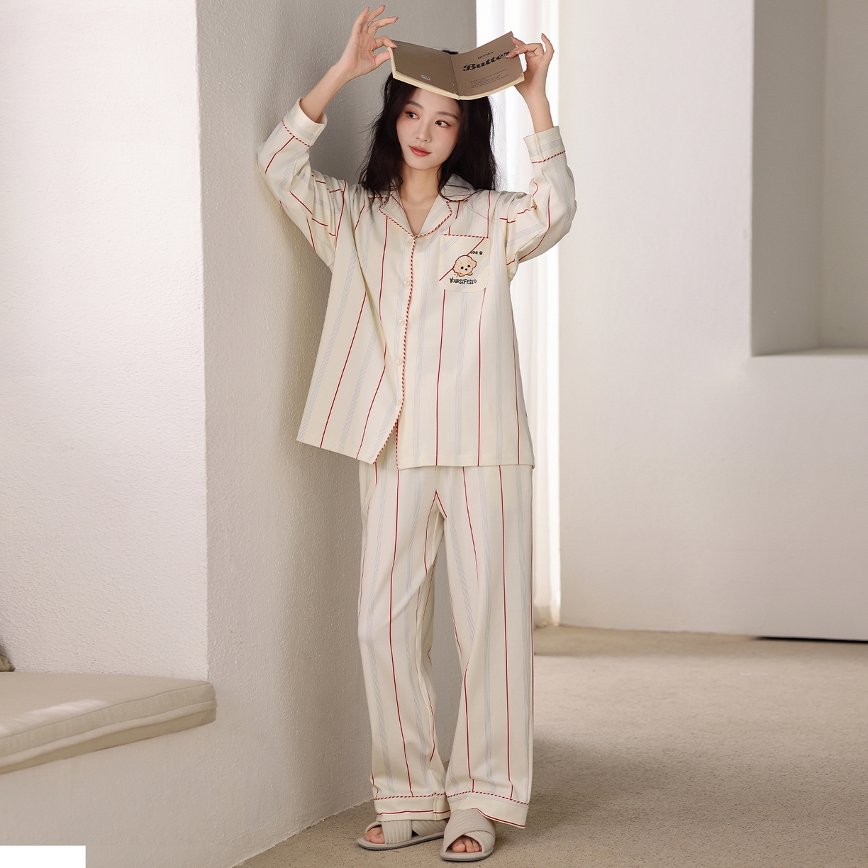 91家纺网 家纺一手货源 找家纺 洛兰沙家居馆 2026新款长袖睡衣女款纯棉春季印花开衫翻领家居服可外穿套装第一批 45144