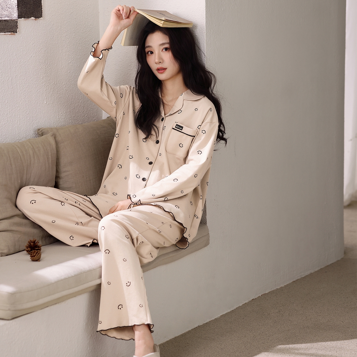 91家纺网 家纺一手货源 找家纺 （总）洛兰沙家居馆 2026新款长袖睡衣女款纯棉春季印花开衫翻领家居服可外穿套装 第二批