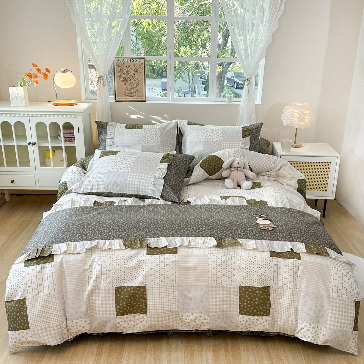 91家纺网 家纺一手货源 找家纺 （总）玉元坊 2026新款全棉纯棉小碎花刺绣花边款四件套田园公主风系列