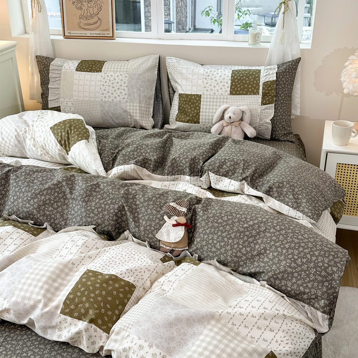 91家纺网 家纺一手货源 找家纺 玉元坊 2026新款全棉纯棉小碎花刺绣花边款四件套田园公主风系列 乡村爱情