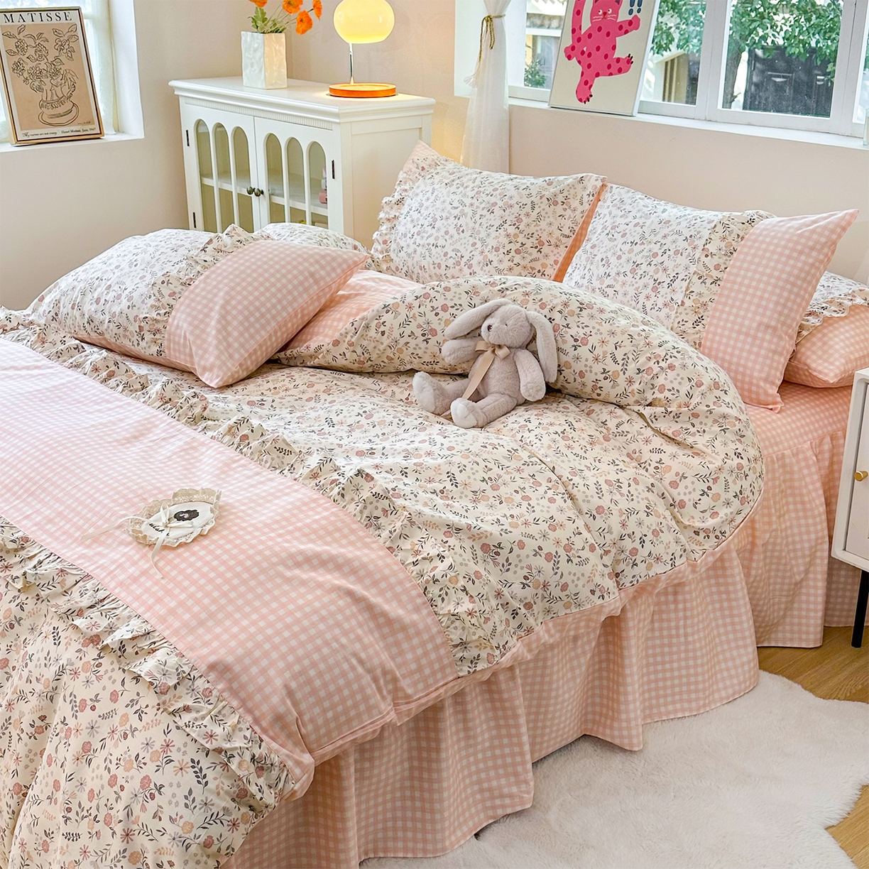 91家纺网 家纺一手货源 找家纺 玉元坊 2026新款全棉纯棉小碎花刺绣花边款四件套田园公主风系列 长安时刻