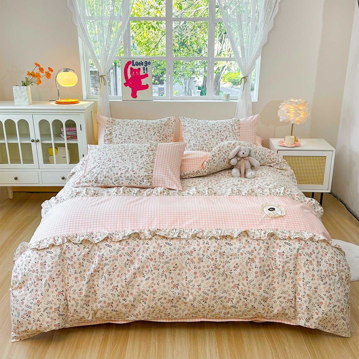 玉元坊 2026新款全棉纯棉小碎花刺绣花边款四件套田园公主风系列 长安时刻