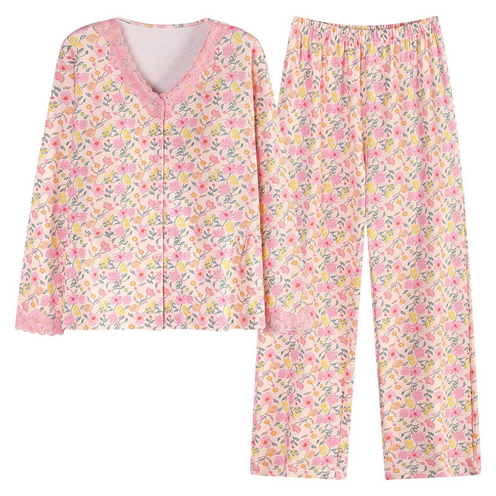 91家纺网 家纺一手货源 找家纺 （总）洛兰沙家居馆 2026新款拉架爽棉睡衣女士秋冬季长袖长裤高级感休闲外穿家居服女款带胸垫