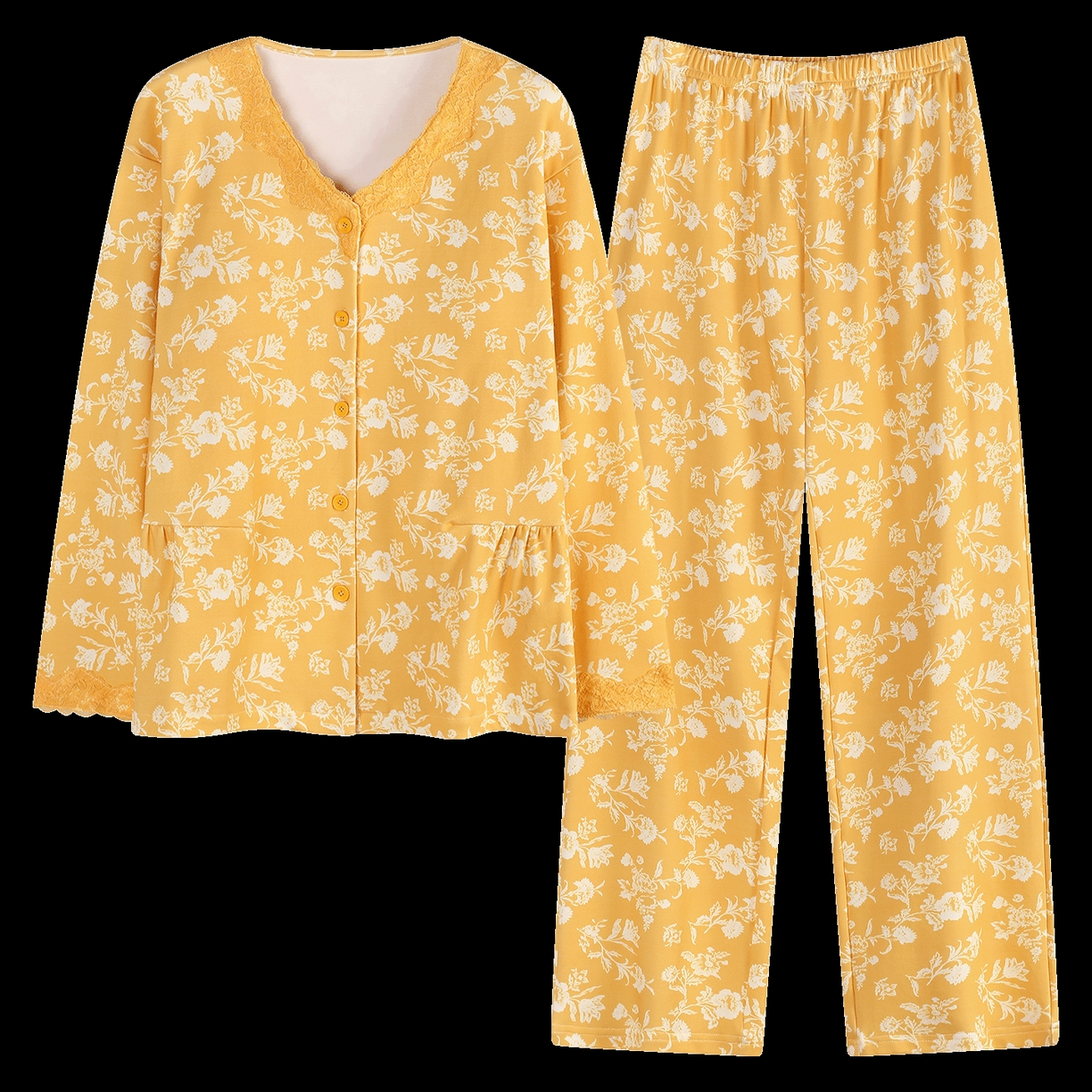 91家纺网 家纺一手货源 找家纺 洛兰沙家居馆 2026新款拉架爽棉睡衣女士秋冬季长袖长裤高级感休闲外穿家居服女款带胸垫 5704