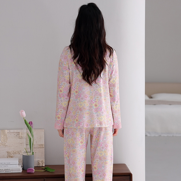 91家纺网 家纺一手货源 找家纺 洛兰沙家居馆 2026新款拉架爽棉睡衣女士秋冬季长袖长裤高级感休闲外穿家居服女款带胸垫 5706