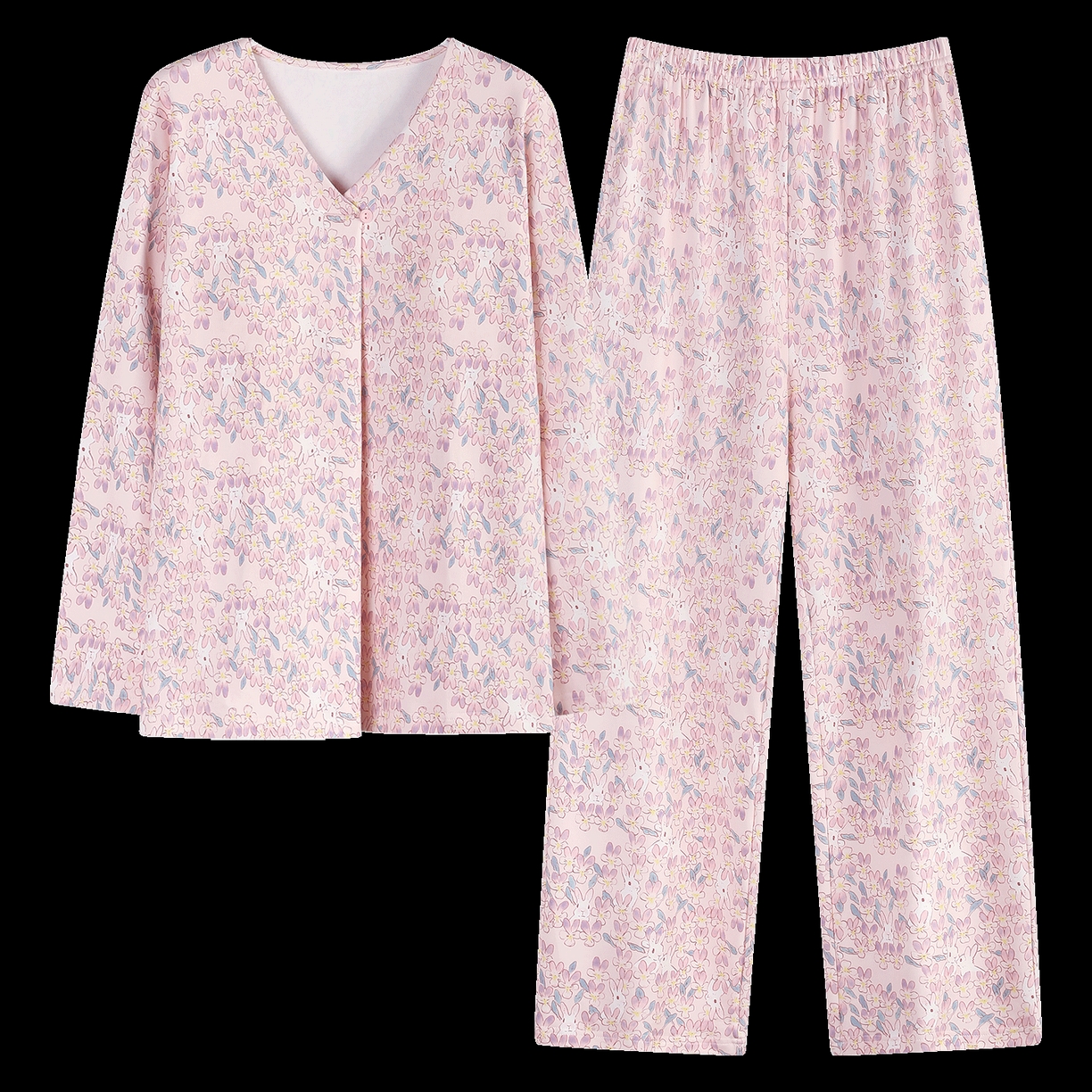 91家纺网 家纺一手货源 找家纺 （总）2026新款拉架棉长袖秋冬带胸垫防凸点可外穿家居服女士宽松睡衣家居服 第11批