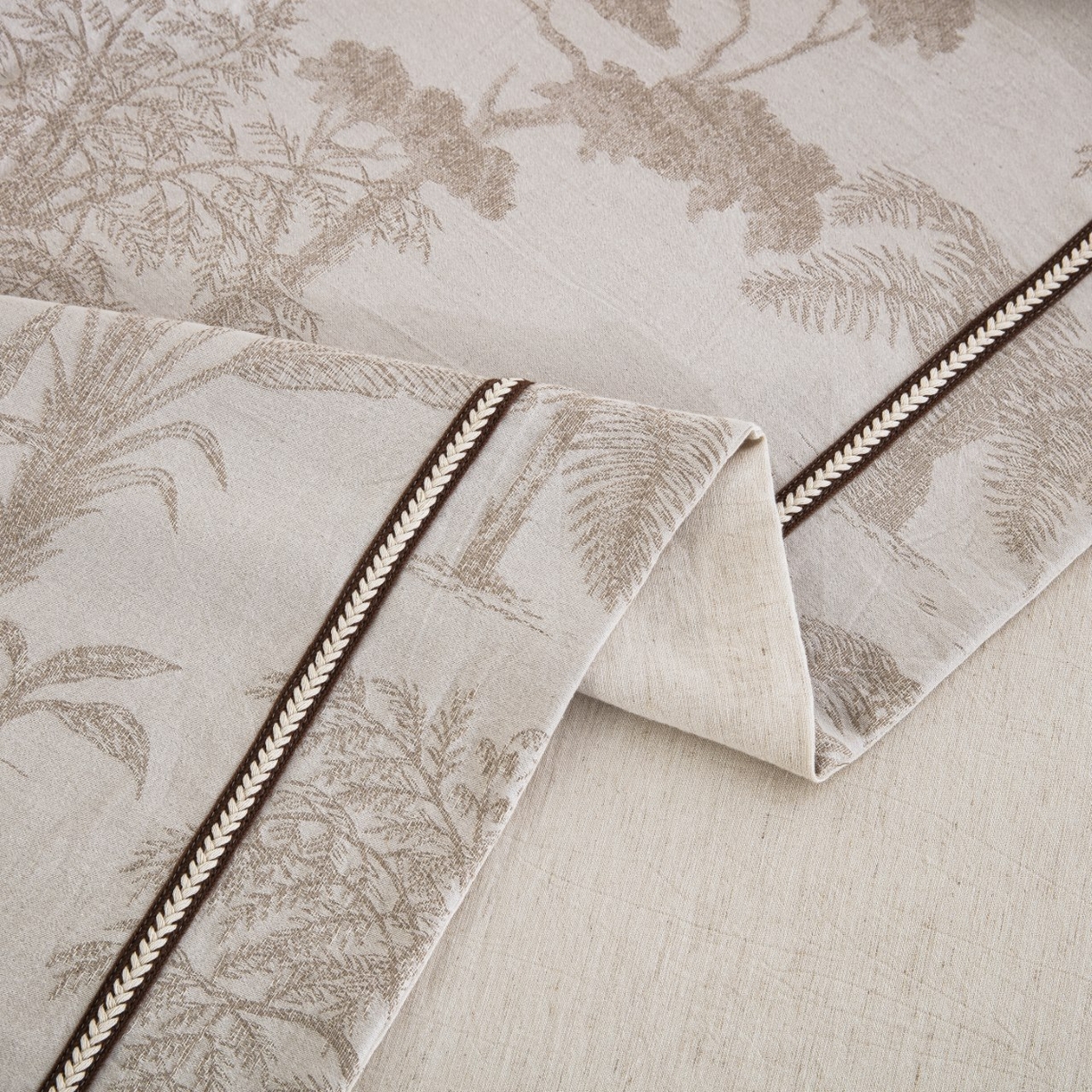 91家纺网 家纺一手货源 找家纺 （总）仰望棉麻双层纱供应链 2026新款棉麻色织大提花织带款四件套-奇幻丛林