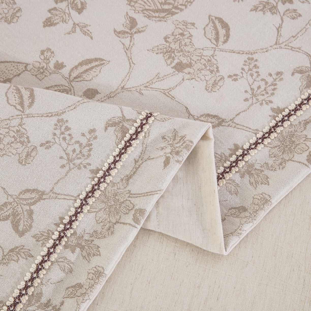 91家纺网 家纺一手货源 找家纺 （总）仰望棉麻双层纱供应链 2026新款棉麻色织大提花织带款四件套-蝶蔓