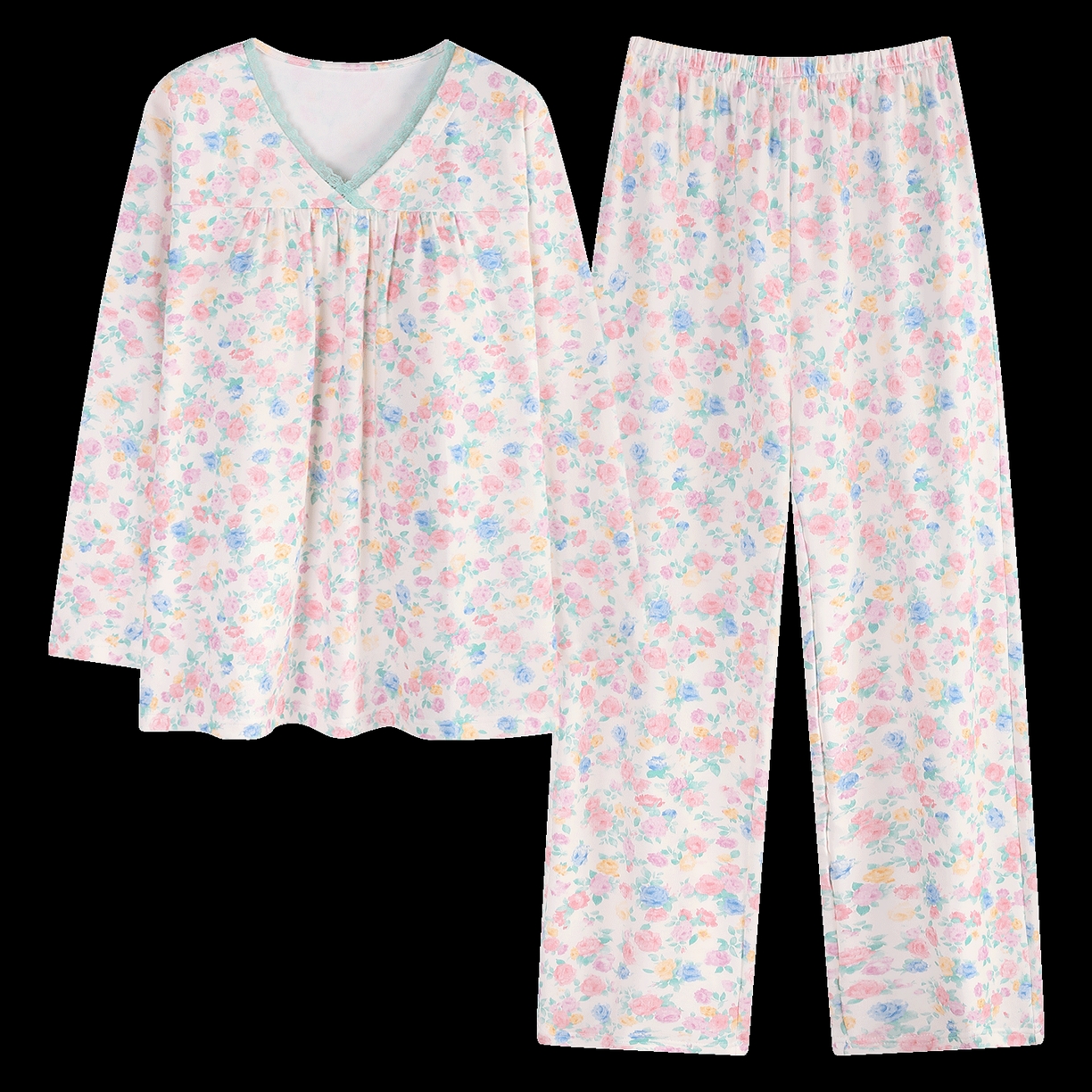 91家纺网 家纺一手货源 找家纺 2026新款拉架棉长袖秋冬带胸垫防凸点可外穿家居服女士宽松睡衣家居服 第11批 5805