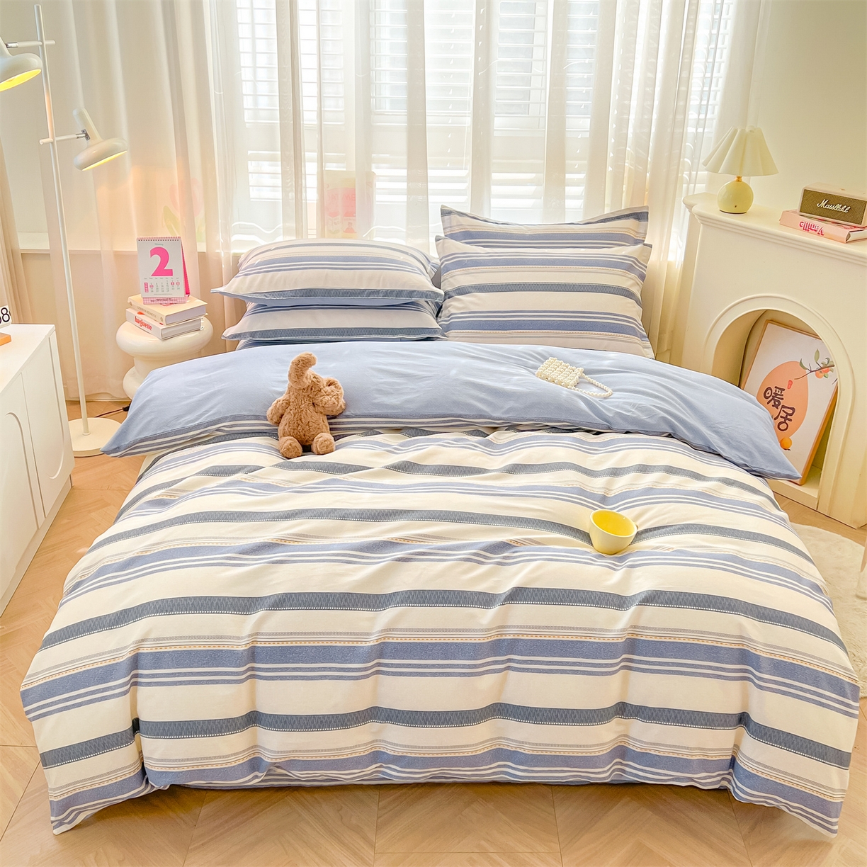 91家纺网 家纺一手货源 找家纺 珂博家纺 2026新款小碎花纯棉12868四件套全棉学生三件套场景二 潮流前线