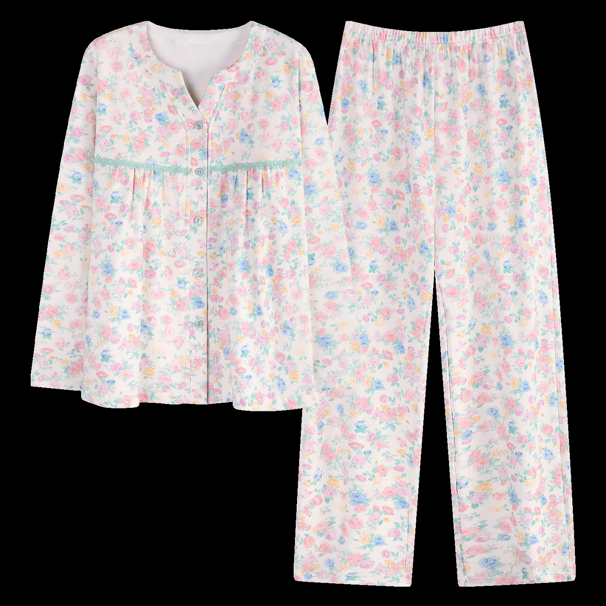 91家纺网 家纺一手货源 找家纺 洛兰沙家居馆 2026新款秋冬睡衣女拉架棉带胸垫可外穿长袖长裤青中年女士家居服套装第12批  5902