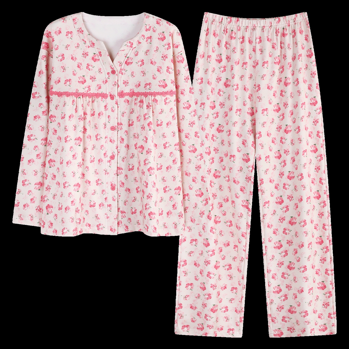 91家纺网 家纺一手货源 找家纺 洛兰沙家居馆 2026新款秋冬睡衣女拉架棉带胸垫可外穿长袖长裤青中年女士家居服套装第12批  5903