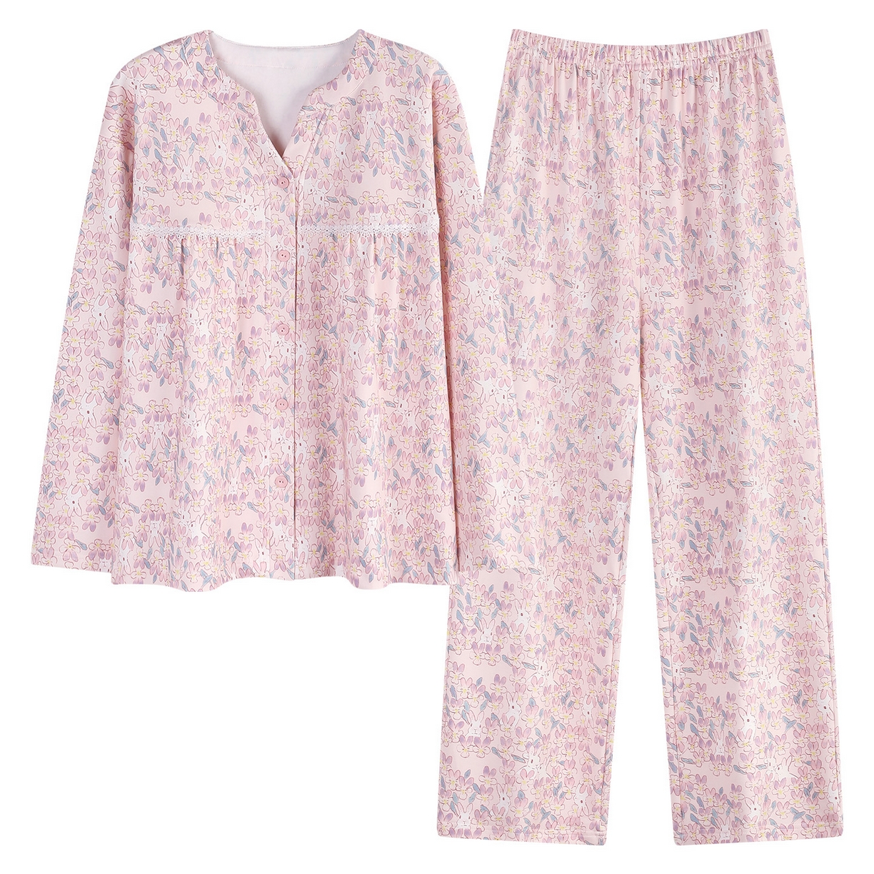 91家纺网 家纺一手货源 找家纺 洛兰沙家居馆 2026新款秋冬睡衣女拉架棉带胸垫可外穿长袖长裤青中年女士家居服套装第12批  5904