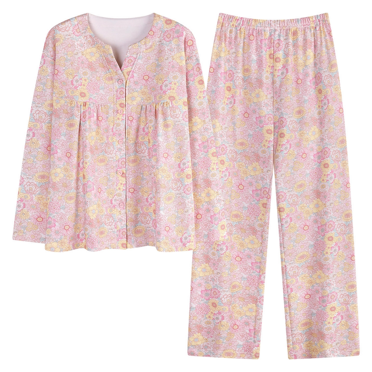 91家纺网 家纺一手货源 找家纺 洛兰沙家居馆 2026新款秋冬睡衣女拉架棉带胸垫可外穿长袖长裤青中年女士家居服套装第12批  5906