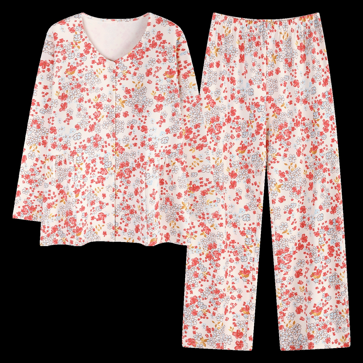 91家纺网 家纺一手货源 找家纺 洛兰沙家居馆 2026新款秋冬睡衣女拉架棉带胸垫可外穿长袖长裤青中年女士家居服套装第12批  5908