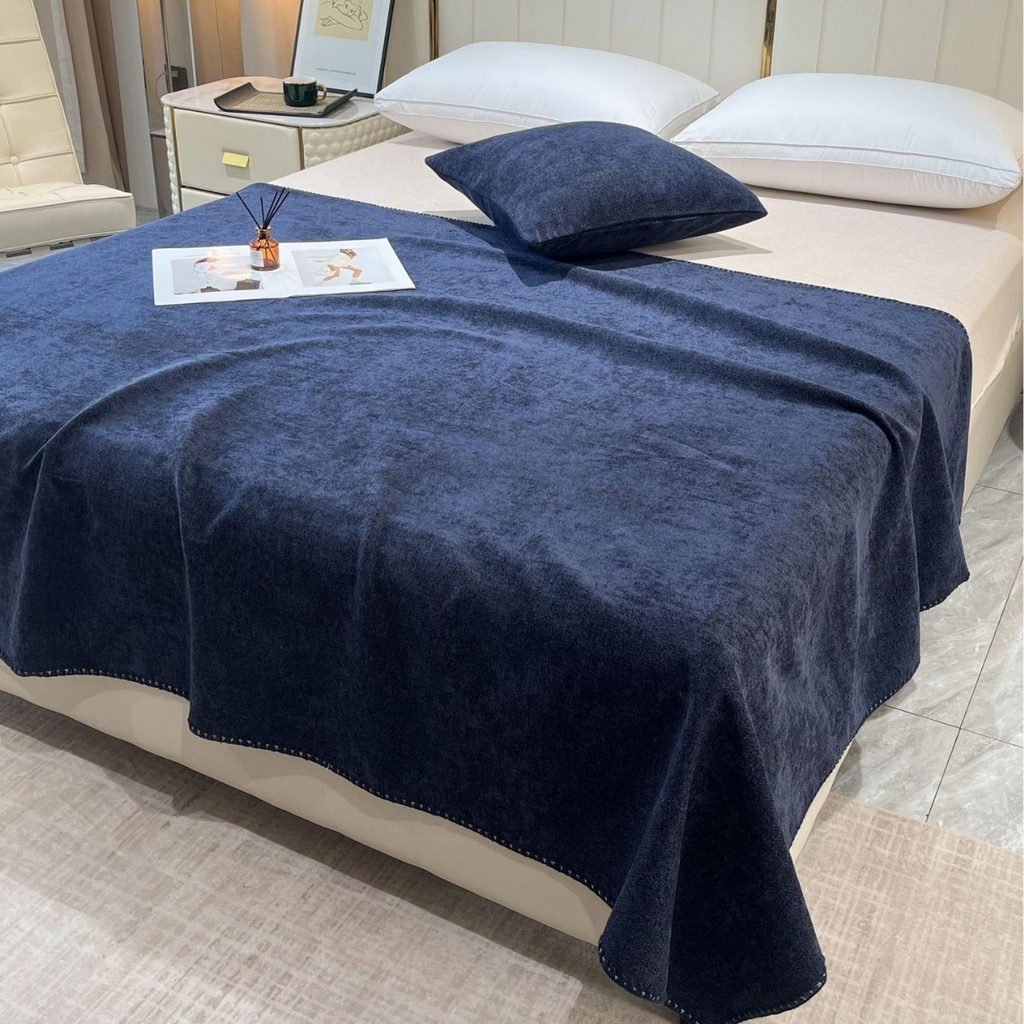 91家纺网 家纺一手货源 找家纺 （总）安力森/诚臻酒店用品 2026新款亚马逊素色宾馆酒店床盖仿棉麻单件床上用品布草