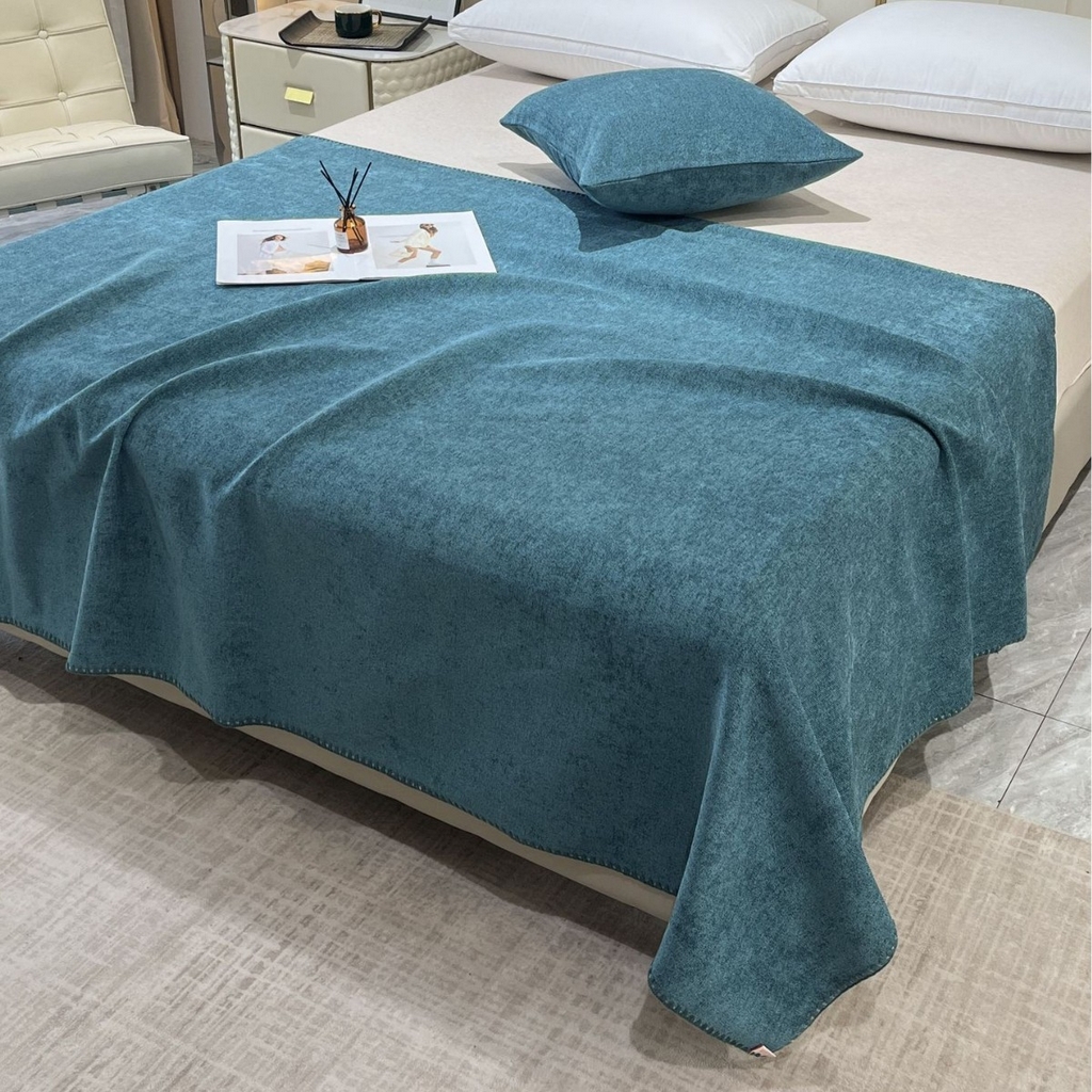 91家纺网 家纺一手货源 找家纺 （总）安力森/诚臻酒店用品 2026新款亚马逊素色宾馆酒店床盖仿棉麻单件床上用品布草