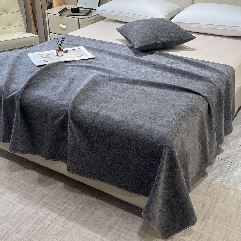 安力森/诚臻酒店用品 2026新款亚马逊素色宾馆酒店床盖仿棉麻单件床上用品布草 深灰色