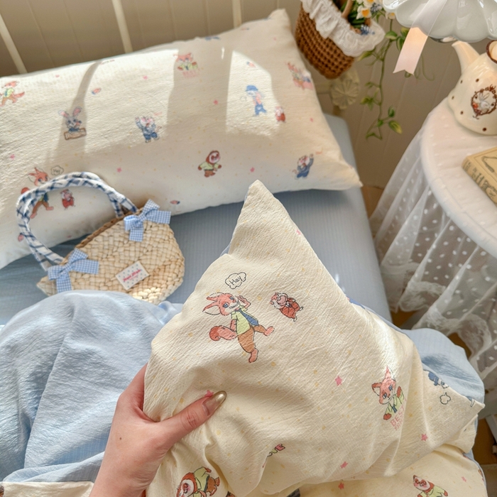 91家纺网 家纺一手货源 找家纺 港岛妹妹 2026新款云感双层纱系列四件套 动物城