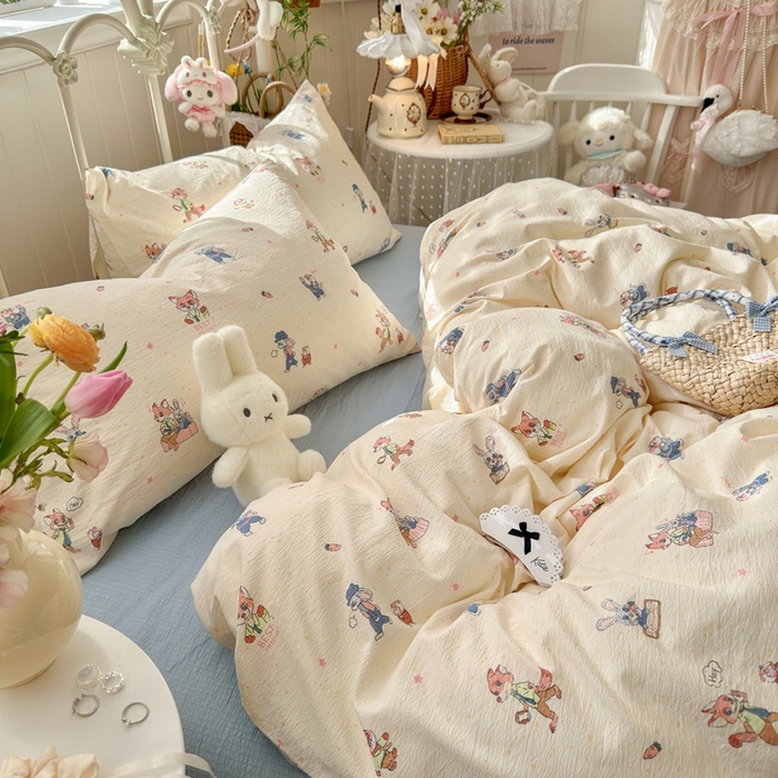 91家纺网 家纺一手货源 找家纺 港岛妹妹 2026新款云感双层纱系列四件套 动物城