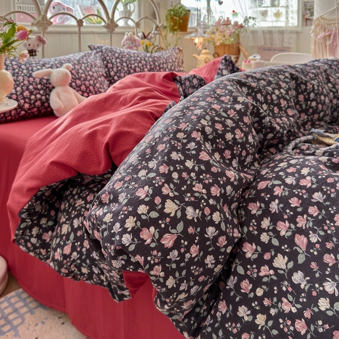 91家纺网 家纺一手货源 找家纺 港岛妹妹 2026新款云感双层纱系列四件套 繁花