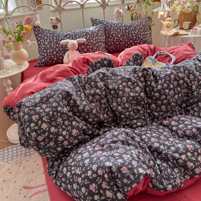 91家纺网 家纺一手货源 找家纺 港岛妹妹 2026新款云感双层纱系列四件套 繁花