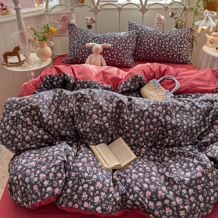 91家纺网 家纺一手货源 找家纺 港岛妹妹 2026新款云感双层纱系列四件套 繁花