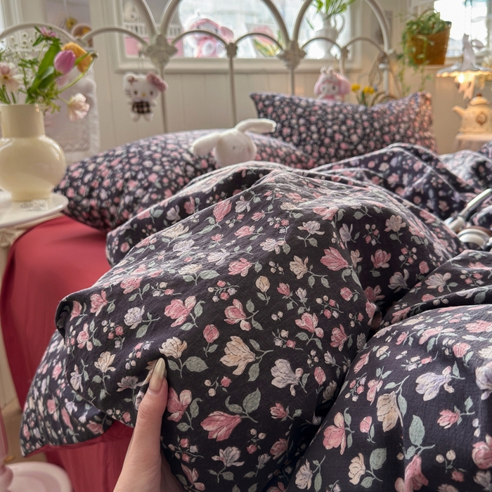 91家纺网 家纺一手货源 找家纺 港岛妹妹 2026新款云感双层纱系列四件套 繁花