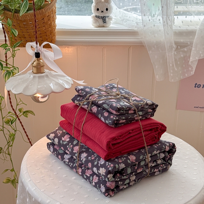 91家纺网 家纺一手货源 找家纺 港岛妹妹 2026新款云感双层纱系列四件套 繁花