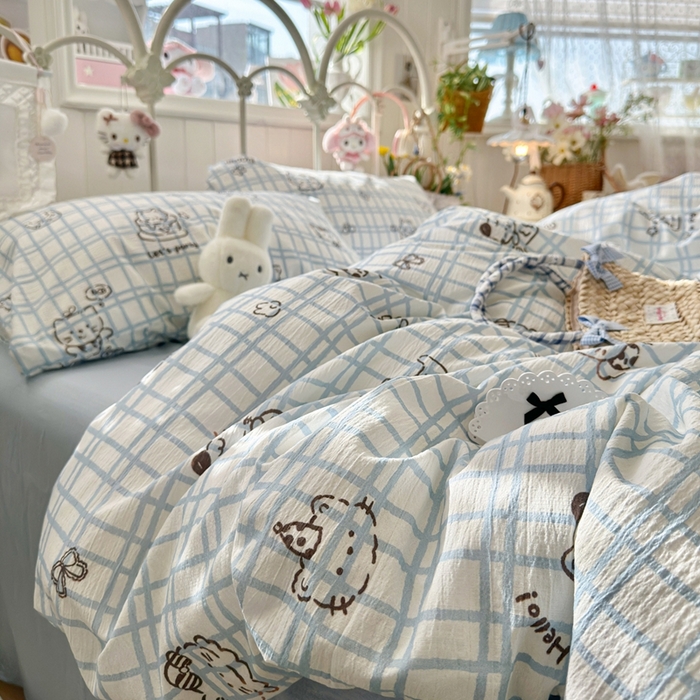 91家纺网 家纺一手货源 找家纺 港岛妹妹 2026新款云感双层纱系列四件套 格格屋