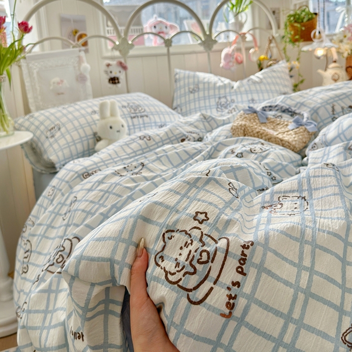 91家纺网 家纺一手货源 找家纺 港岛妹妹 2026新款云感双层纱系列四件套 格格屋