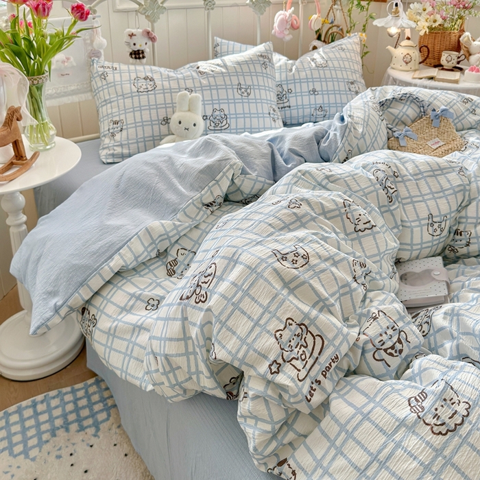 91家纺网 家纺一手货源 找家纺 港岛妹妹 2026新款云感双层纱系列四件套 格格屋