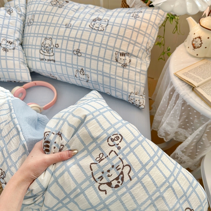 91家纺网 家纺一手货源 找家纺 港岛妹妹 2026新款云感双层纱系列四件套 格格屋