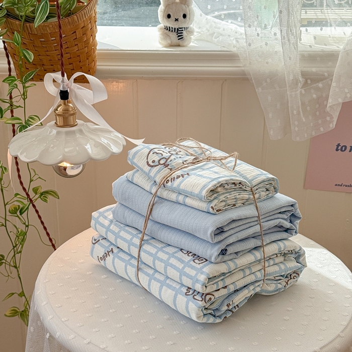 91家纺网 家纺一手货源 找家纺 港岛妹妹 2026新款云感双层纱系列四件套 格格屋