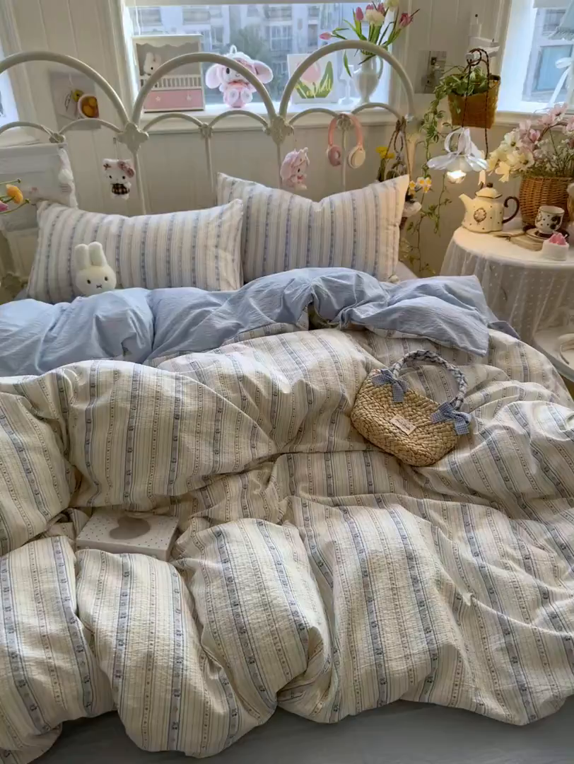 91家纺网 家纺一手货源 找家纺 港岛妹妹 2026新款云感双层纱系列四件套 米兰