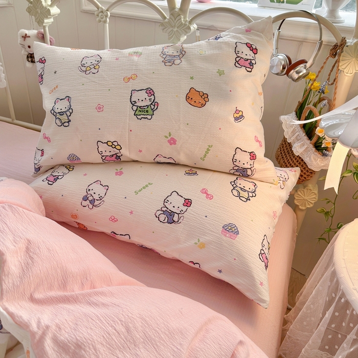 91家纺网 家纺一手货源 找家纺 港岛妹妹 2026新款云感双层纱系列四件套 泡芙小猫