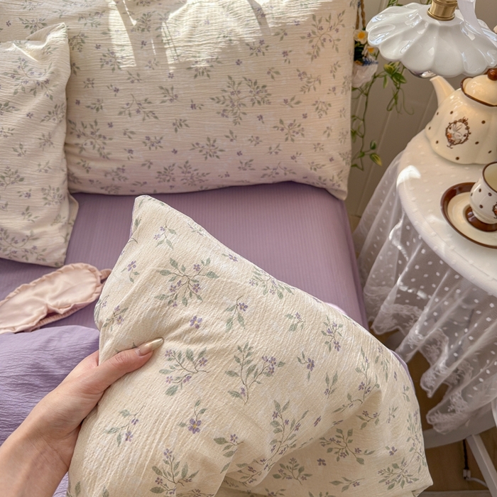 91家纺网 家纺一手货源 找家纺 港岛妹妹 2026新款云感双层纱系列四件套 散漫春色