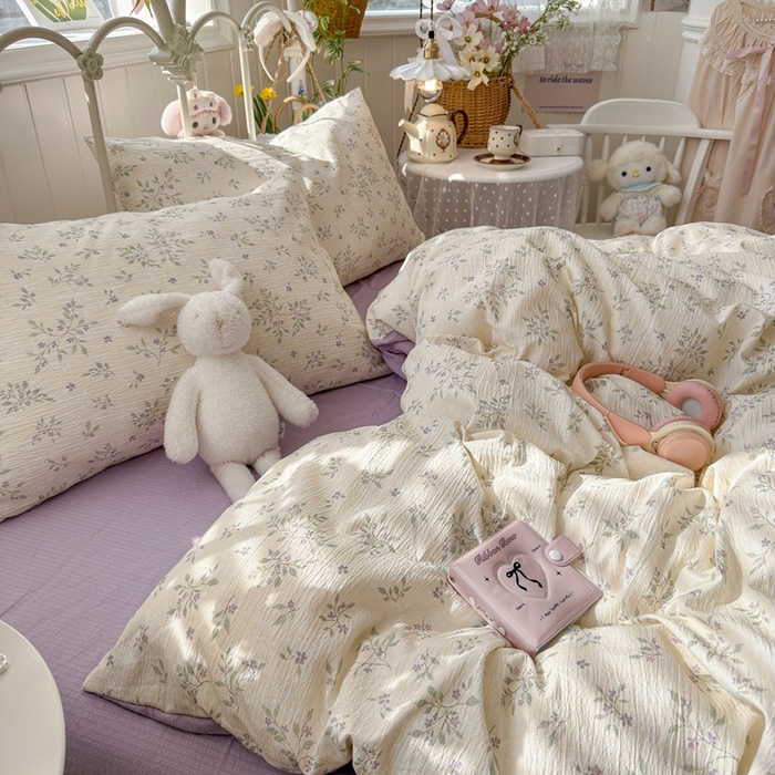 91家纺网 家纺一手货源 找家纺 港岛妹妹 2026新款云感双层纱系列四件套 散漫春色