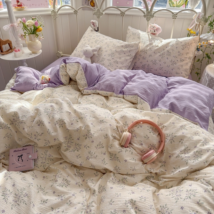 91家纺网 家纺一手货源 找家纺 港岛妹妹 2026新款云感双层纱系列四件套 散漫春色