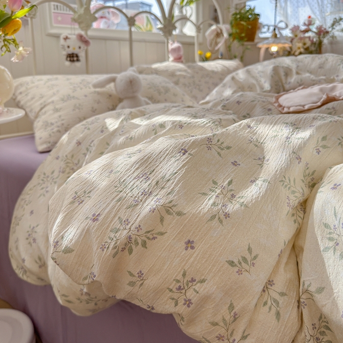 91家纺网 家纺一手货源 找家纺 港岛妹妹 2026新款云感双层纱系列四件套 散漫春色