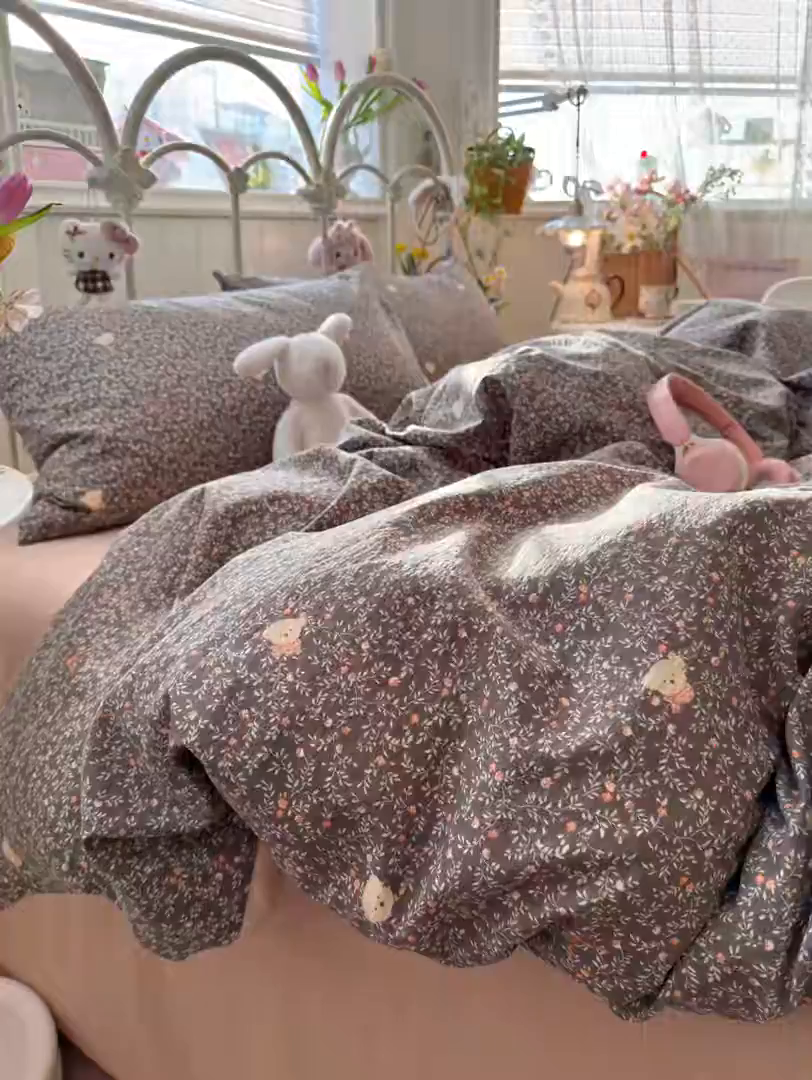 91家纺网 家纺一手货源 找家纺 港岛妹妹 2026新款云感双层纱系列四件套 知秋