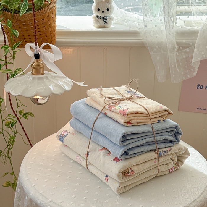 91家纺网 家纺一手货源 找家纺 海岛哥哥 2026新款云感双层纱系列四件套 动物城