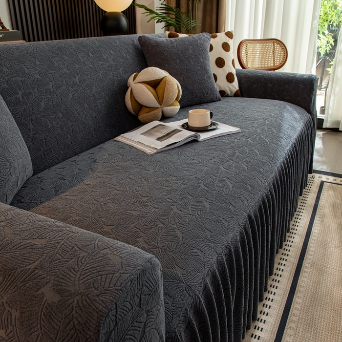 91家纺网 家纺一手货源 找家纺 （总）沐沐家纺 2026新款小树叶裙边沙发套